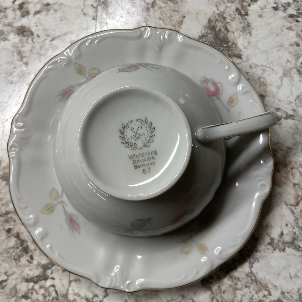 1940’s Winterling Bavaria Germany ~ 6 Fine Porcelain China Teacups & Saucers~ - Picture 11 of 16